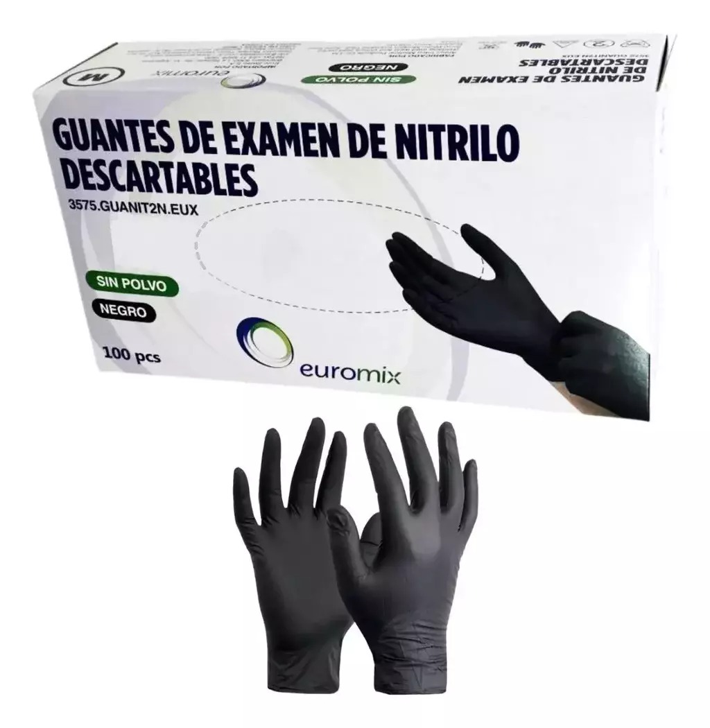 Guantes de nitrilo color negro Talla M y L